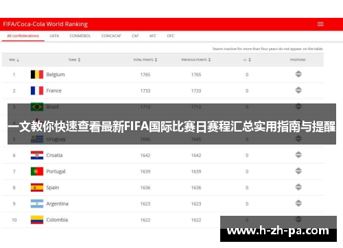 一文教你快速查看最新FIFA国际比赛日赛程汇总实用指南与提醒 一文教你快速查看最新FIFA国际比赛日赛程汇总实用指南与提醒